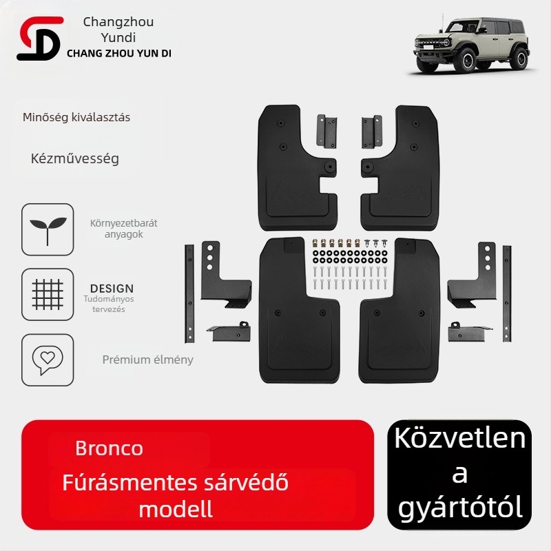 Hátsó kerék sárvédő Ford Bronco (2021–2023), fúrás nélkül szerelhető, PP műanyag