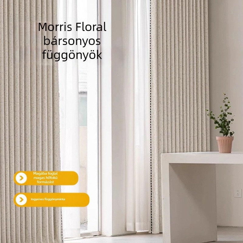 Morris Floral Chenille Jacquard függönyök, vertikális, sötétítő hatás 70–90%, testreszabható