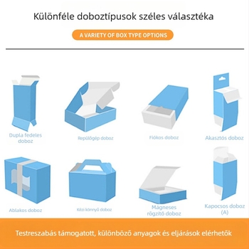 Testreszabható hűtőmágnes ablakos csomagoló doboz kampóval – PVC ablak, 350 g papír, logónyomtatás (offset, szitanyomás, relief, UV)