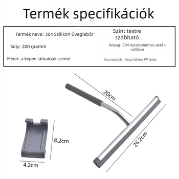 HK Rozsdamentes acél üvegtisztító szilikon kaparóval, egyoldalas törlés, 120 darabos csomag, háztartási használatra