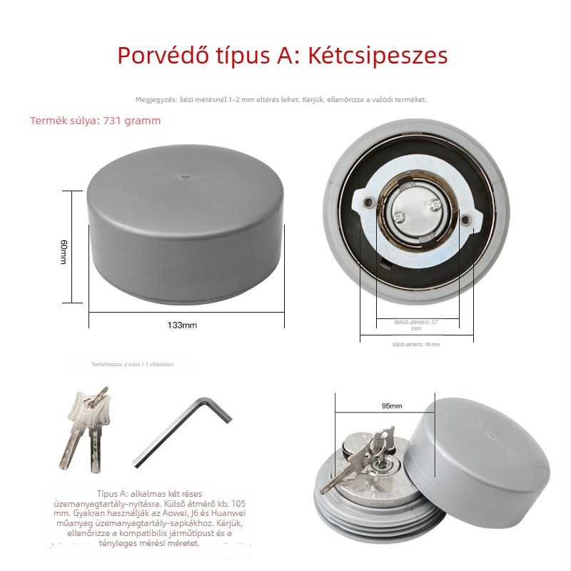 Teherautó üzemanyag-tankfedél antifurt zármechanizmussal, univerzális porvédő burkolat, háromcsapos dizájn, nehéz teherautókhoz (Anyag: acél; Eredet: Henan tartomány; Márka: Loud; Kompatibilis modellek: nagy teherautó)