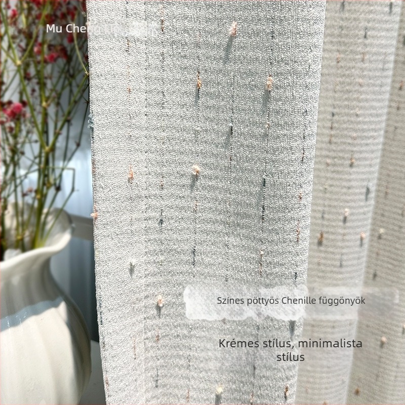 Krémes stílusú Dopamin Édes Bab Jacquard függöny, Chenille Jacquard, lágy tapintás, 5 színben, teljes sötétítés