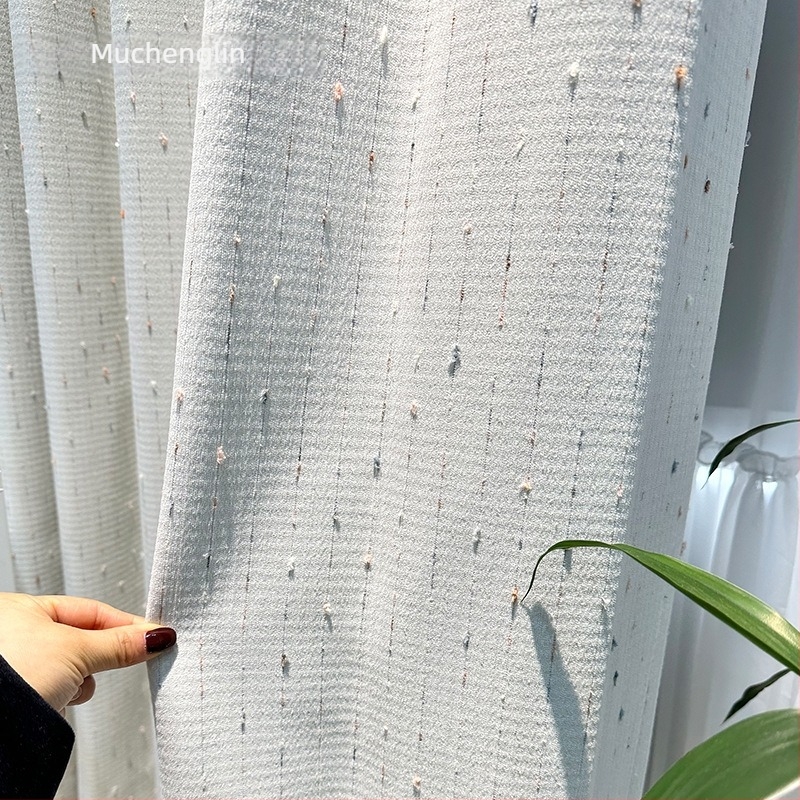 Krémes stílusú Dopamin Édes Bab Jacquard függöny, Chenille Jacquard, lágy tapintás, 5 színben, teljes sötétítés