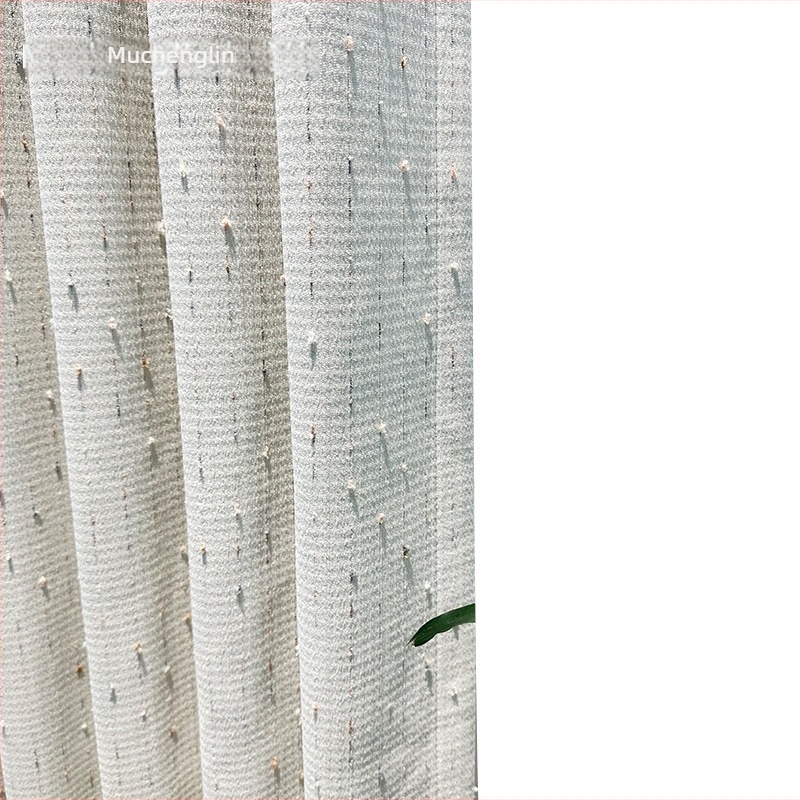 Krémes stílusú Dopamin Édes Bab Jacquard függöny, Chenille Jacquard, lágy tapintás, 5 színben, teljes sötétítés