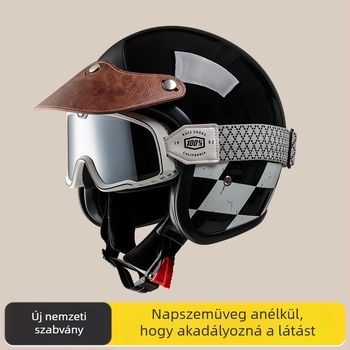 Retro védő motorkerékpár sisak buborékos vizorral, 3/4 sisak tavasz-nyárra, robogóhoz és cruisinghoz
