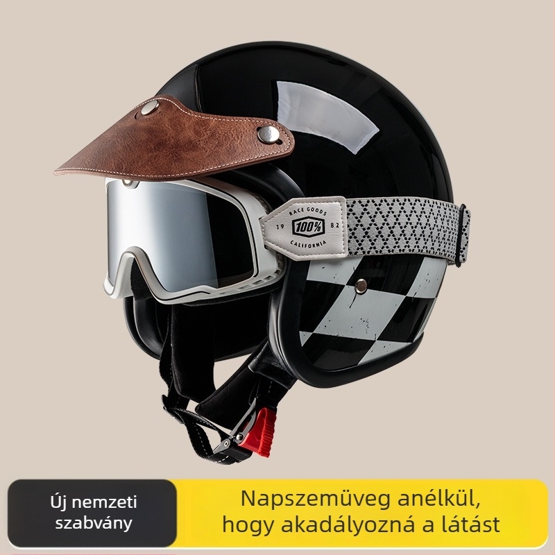 Retro védő motorkerékpár sisak buborékos vizorral, 3/4 sisak tavasz-nyárra, robogóhoz és cruisinghoz