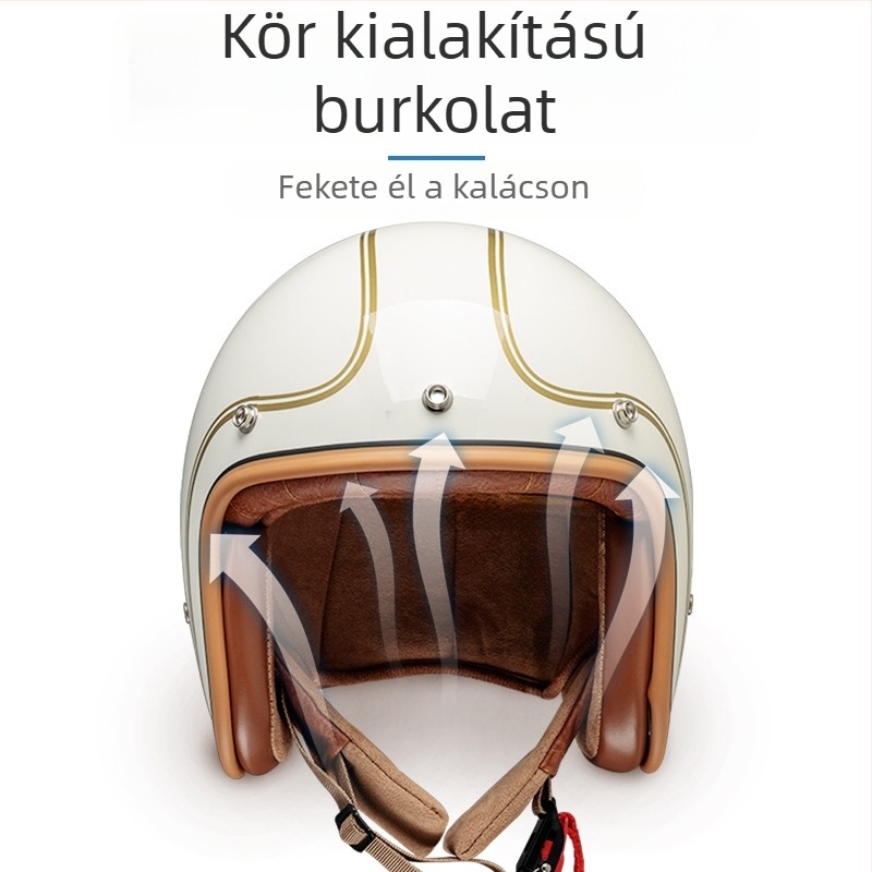 Retro védő motorkerékpár sisak buborékos vizorral, 3/4 sisak tavasz-nyárra, robogóhoz és cruisinghoz