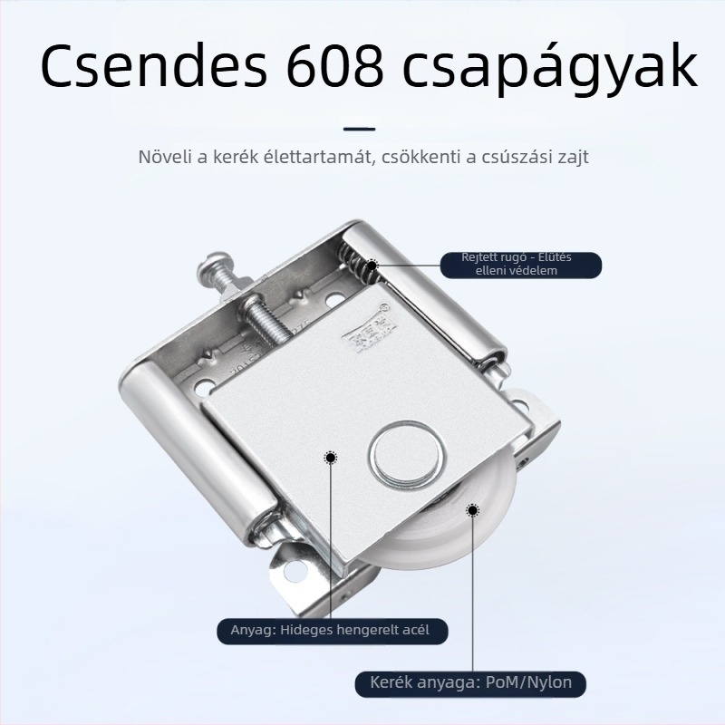 Gardrób görgő, Modell 6001, Q235 acél, Nylon csapágy, Gardróbhoz