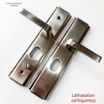 Biztonsági ajtó zárfogantyú panel, modell 210 Platinum Handles, Bo Qiang, felület drótos textúrával, modern minimalista stílus