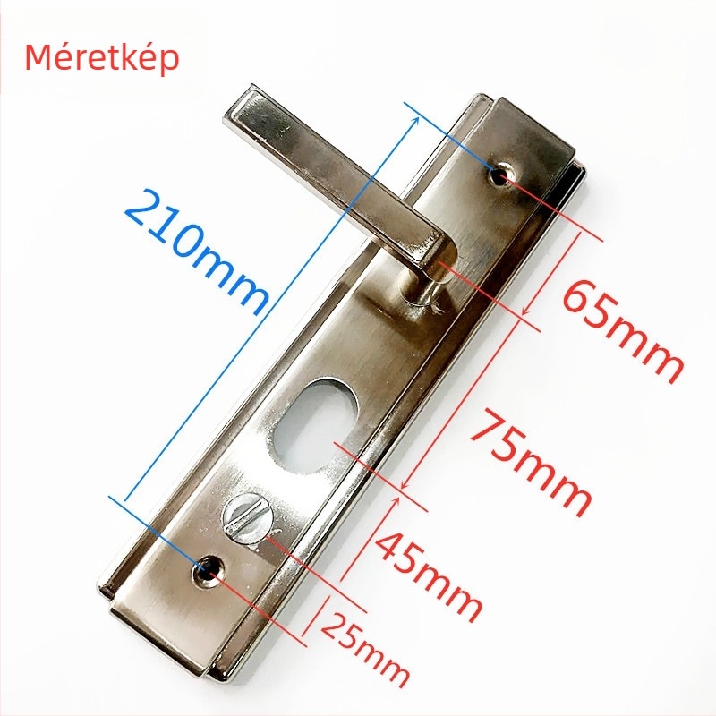 Biztonsági ajtó zárfogantyú panel, modell 210 Platinum Handles, Bo Qiang, felület drótos textúrával, modern minimalista stílus