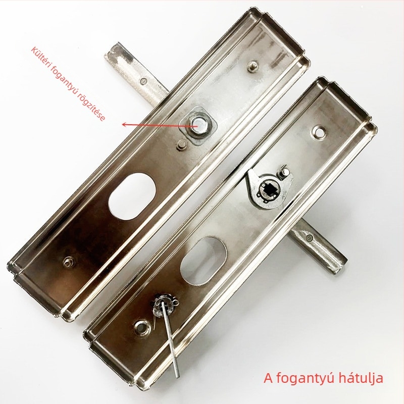 Biztonsági ajtó zárfogantyú panel, modell 210 Platinum Handles, Bo Qiang, felület drótos textúrával, modern minimalista stílus