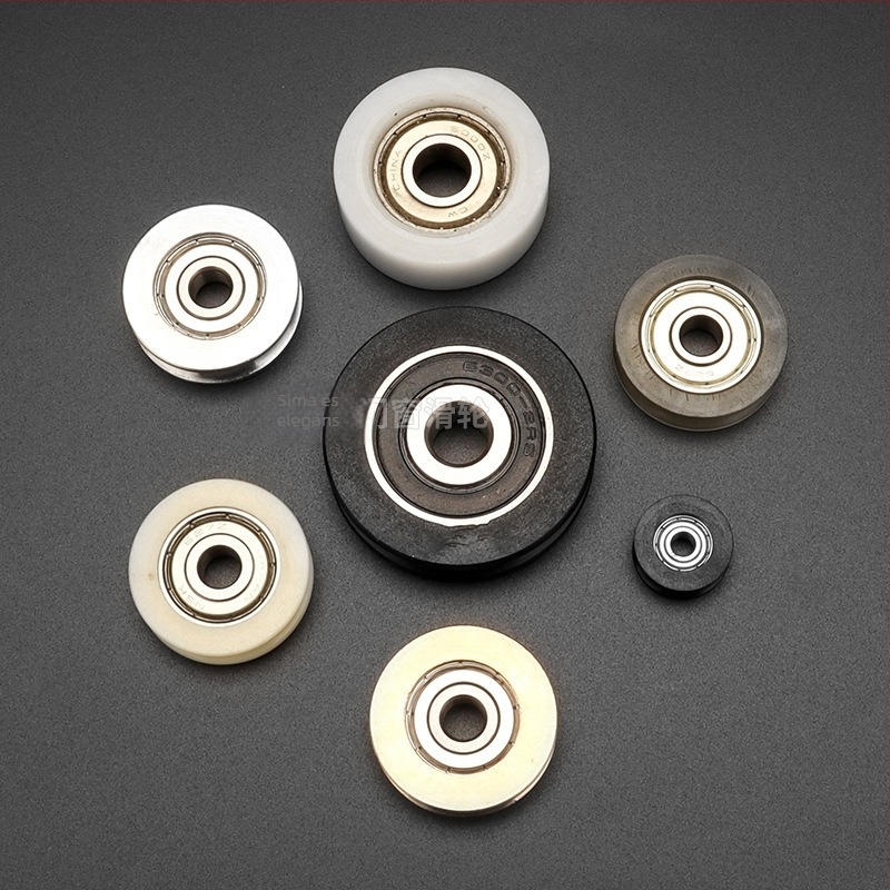 Nagy teherbírású rozsdamentes acél négykerekes tolóajtó görgő, modell HLL-B404, hőszigetelt alumíniumkeretekhez; alkalmas ajtókhoz, ablakokhoz és kijelzőszekrényekhez