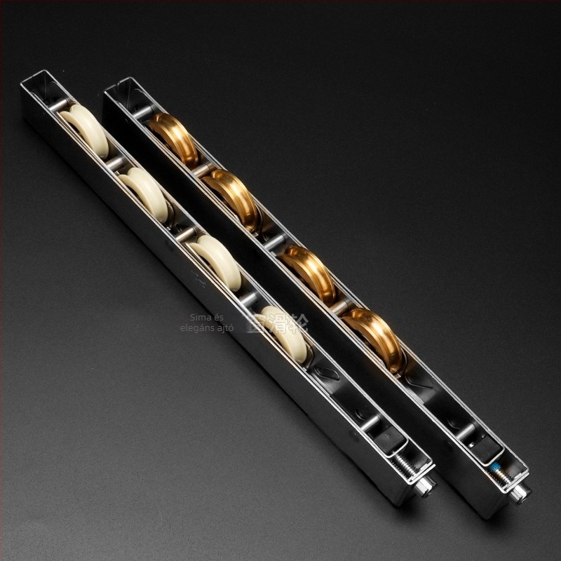 Nagy teherbírású rozsdamentes acél négykerekes tolóajtó görgő, modell HLL-B404, hőszigetelt alumíniumkeretekhez; alkalmas ajtókhoz, ablakokhoz és kijelzőszekrényekhez