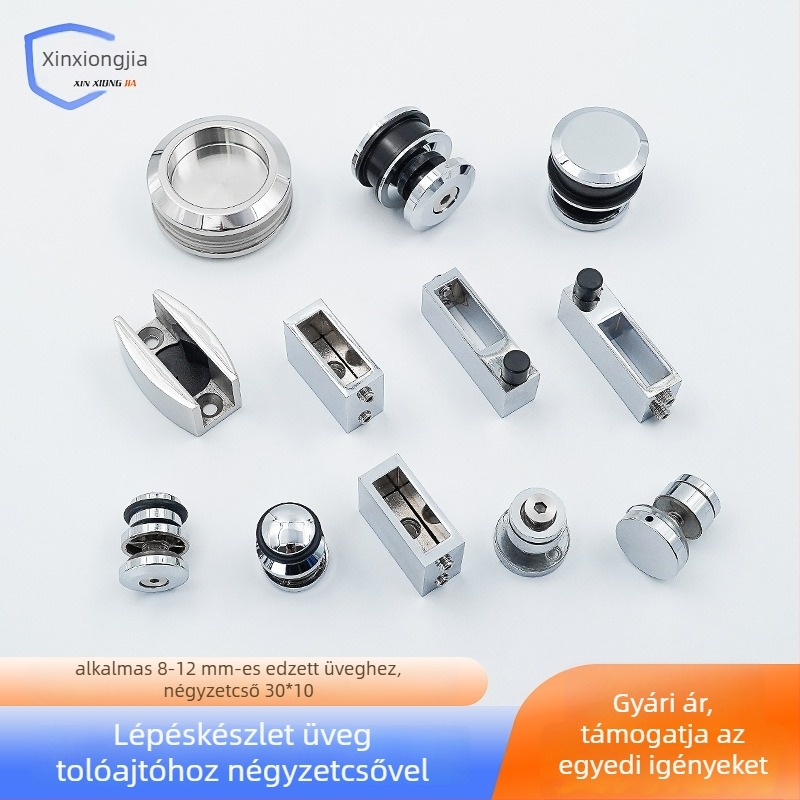 Fürdőszoba ajtó hardver készlet — 304 rozsdamentes acél, négyzet profilú cső, üveges tolóajtókhoz, száraz–nedves elválasztás, modell XXJ-002, márka Xinxiongjia, modern minimalista stílus