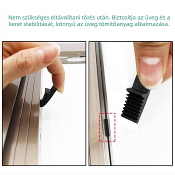 Üveg rögzítő betét alumínium ajtókhoz és ablakokhoz termosztatikus szétválasztással; üreges telepítés; rögzítő bilincsek; tömítő alátétek; lazítás elleni; műanyag anyag