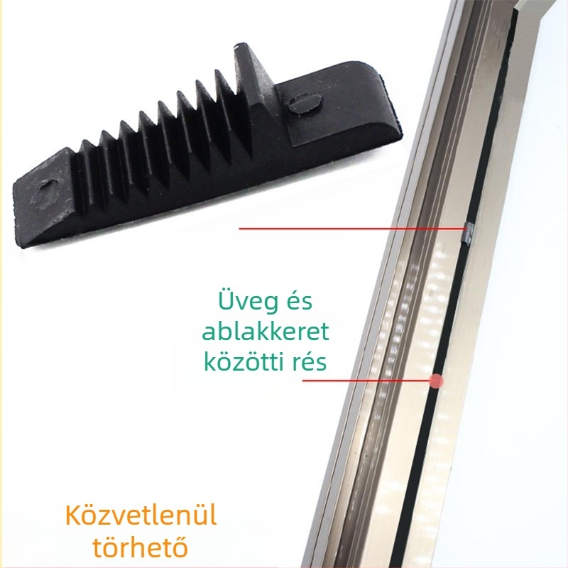 Üveg rögzítő betét alumínium ajtókhoz és ablakokhoz termosztatikus szétválasztással; üreges telepítés; rögzítő bilincsek; tömítő alátétek; lazítás elleni; műanyag anyag