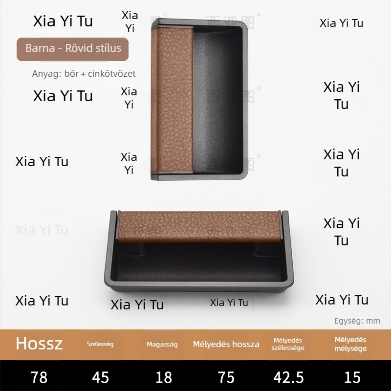 Gardrób fogantyú – bár alakú beépített bőrfelület, moduláris telepítés, cinkötvözet, modell 9828