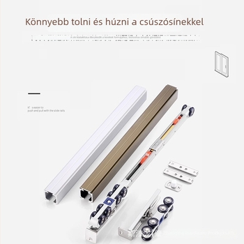 Fa ajtó függő görgő – kétirányú csillapító hardver, Zn ötvözet, max. terhelés 80 kg, modern minimalista stílus, alkalmazás: konyha, erkély és fa tolóajtók