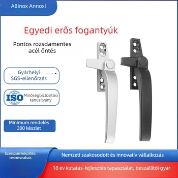 304 rozsdamentes acél ablak- és ajtókilincs; tömör, vast konstrukció, modern minimalista stílus; felületkezelések: elektroplating, csiszolás, polírozás, lézergravírozás, anodizálás.
