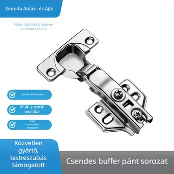 Gardrób-/szekrénypánt kétfokozatú nullaszögű egyenes karú, csillapítóval, rugóval, vasból