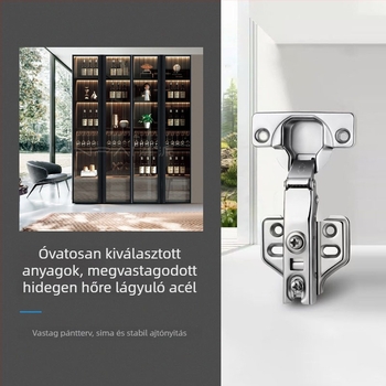 Gardrób-/szekrénypánt kétfokozatú nullaszögű egyenes karú, csillapítóval, rugóval, vasból