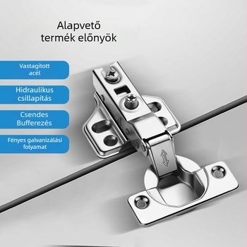 Gardrób-/szekrénypánt kétfokozatú nullaszögű egyenes karú, csillapítóval, rugóval, vasból