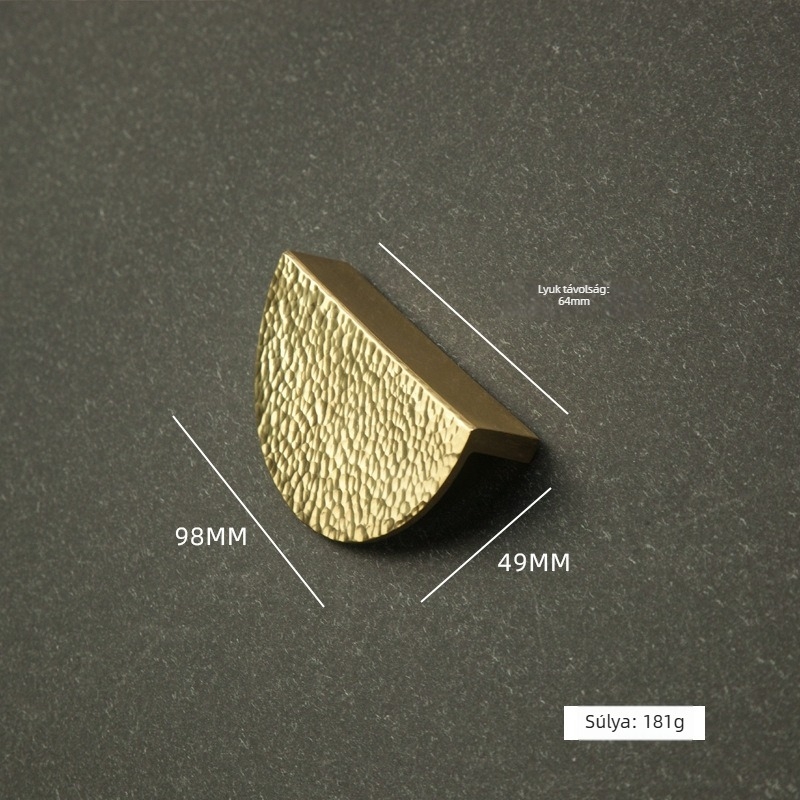 Szekrényajtó kilincs - kalapált sárgaréz, kovácsolt kivitel, modell BYCW001 (BYCW001, Brass, Forging, Cabinet door)