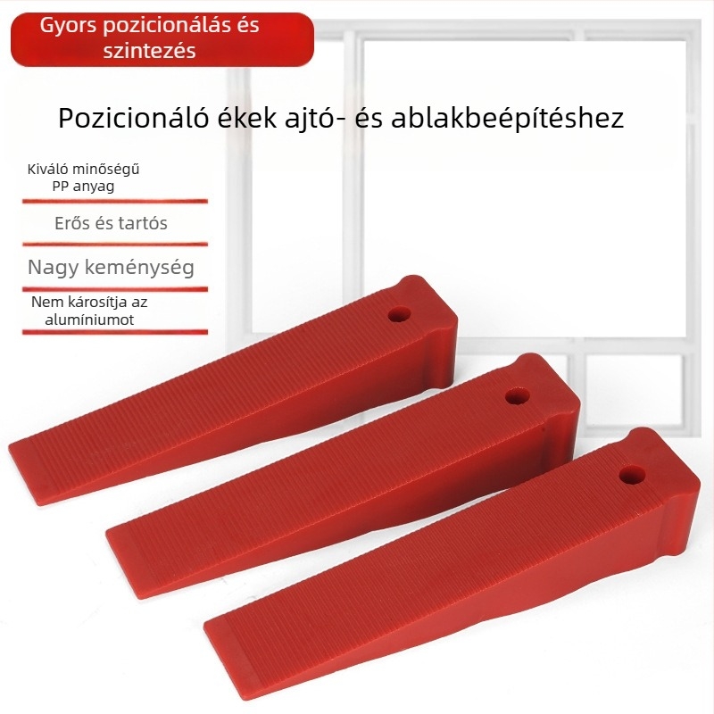 Ajtó- és ablakinstallációs eszköz – gyors pozicionáló ék és szintbeállító alátét az alumínium- és műanyagkeretekhez