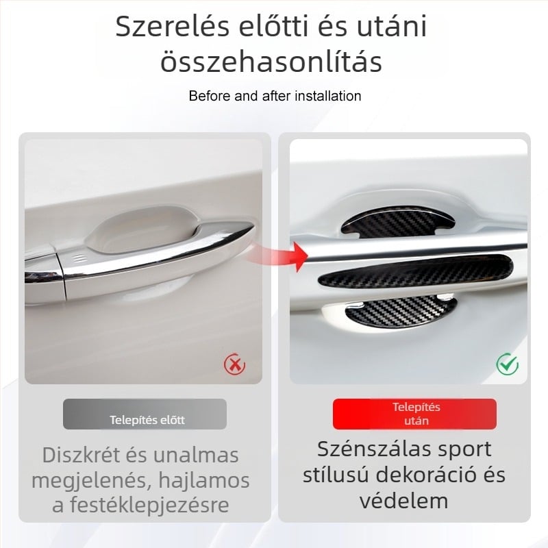Kelnerette Szénszálas mintázatú ajtóélvédő csík – Ütközésvédő, Modell DJ016, Kompatibilis általános ajtómodellekkel