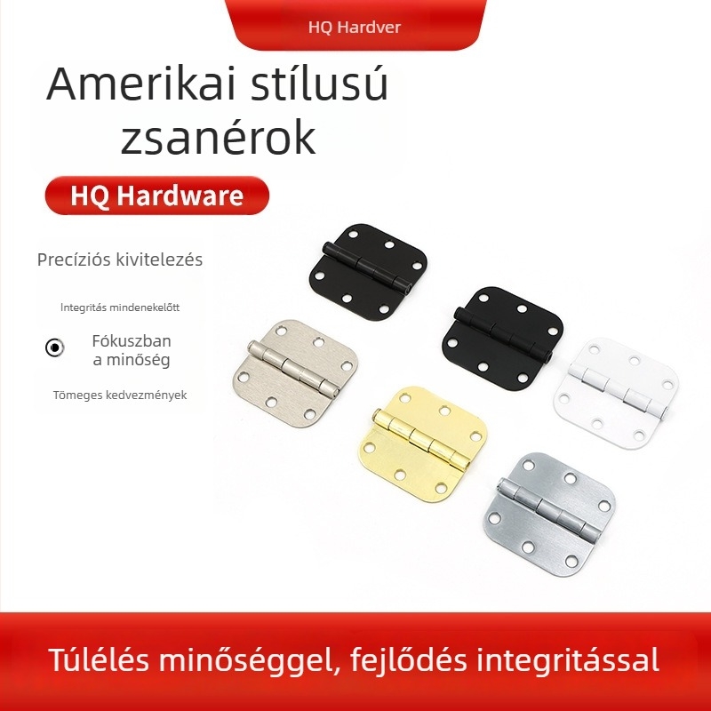 3.5×3.5×5/8R, 1/4R amerikai stílusú kerek sarkú zsanér, fekete felület, rézbevonat és galvanizált, szekrényajtókhoz és ablakokhoz