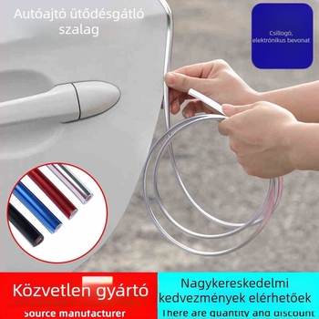 Autó ajtó élvédő szalag, karcolás és ütközés elleni, elektroplattolt fényes él, rejtett rögzítés, PVC