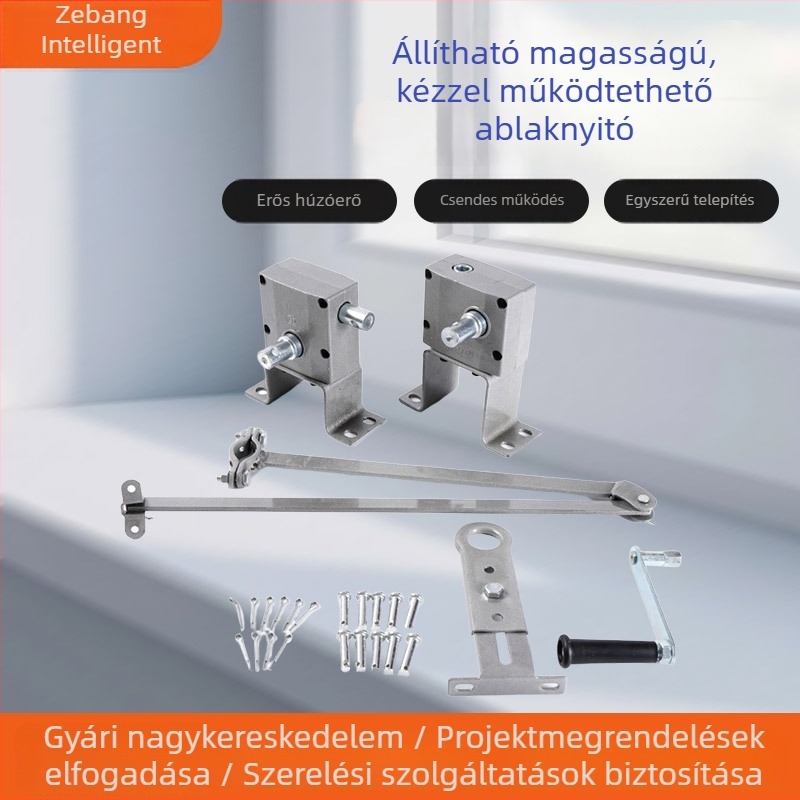Állítható magasságú kézi hajtású ablaknyitó ívelt karral, alumíniumötvözet