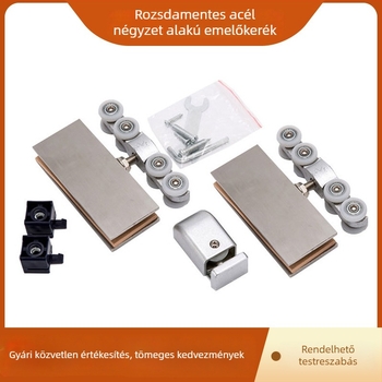 Négyzet alakú üvegajtóhoz készült rozsdamentes acélból készült függő görgő