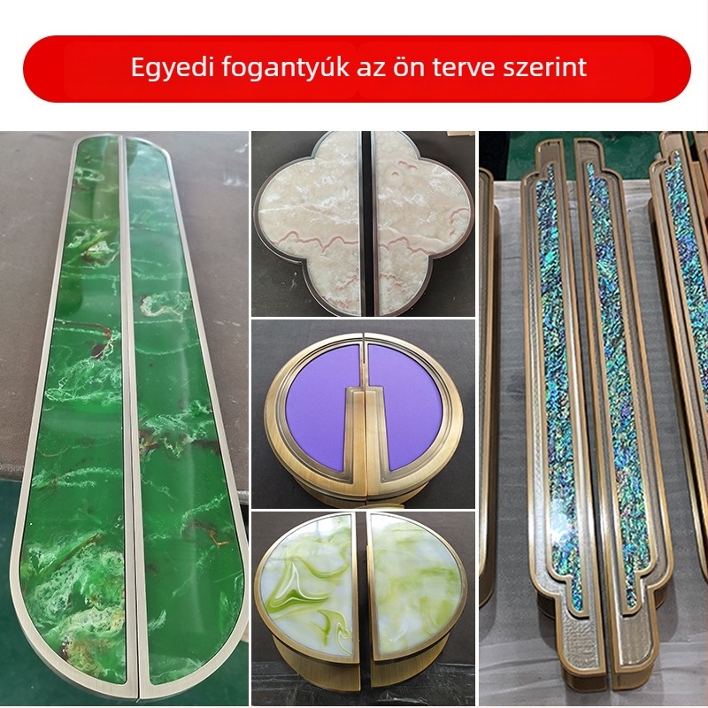 Dupla ajtó kilincs – mesterséges jade, abalonos kagyló berakás, szállodák és villák számára, modell 10228, Xing Lei