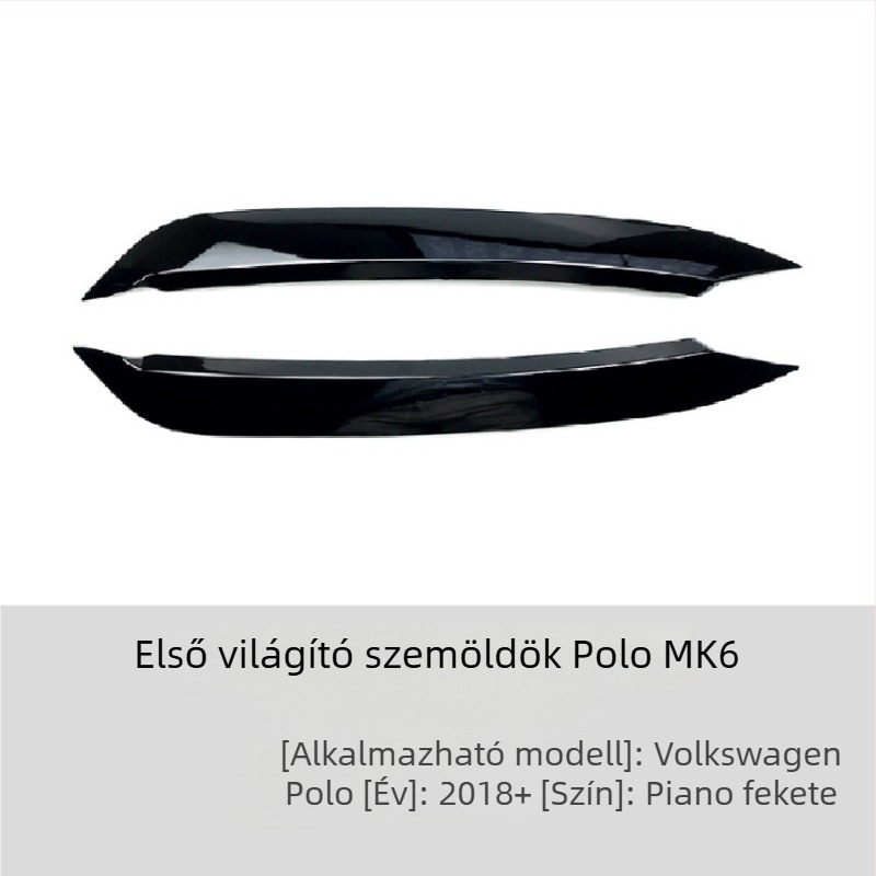 ABS első fényszóró szemöldök matrica VW Polo Mk6 2019+, AMP-Z márka, testreszabható külső módosítás