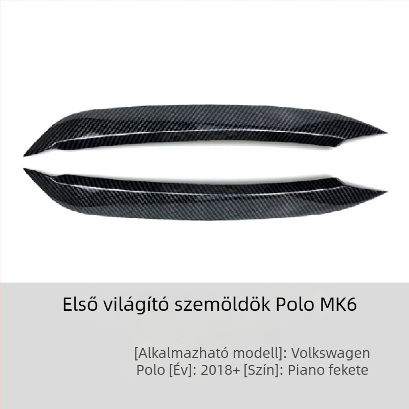 ABS első fényszóró szemöldök matrica VW Polo Mk6 2019+, AMP-Z márka, testreszabható külső módosítás