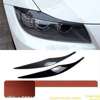 BMW 3 Series E90/E91 2005-2012 Első fényszóró szemöldök dekorációs matrica, ABS, szénszálas minta