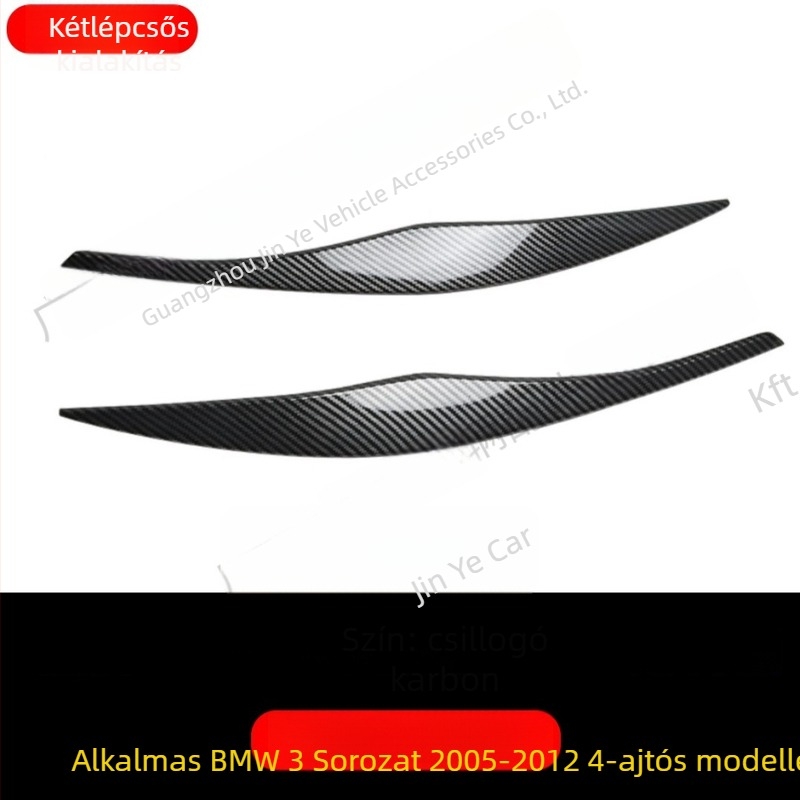 BMW 3 Series E90/E91 2005-2012 Első fényszóró szemöldök dekorációs matrica, ABS, szénszálas minta