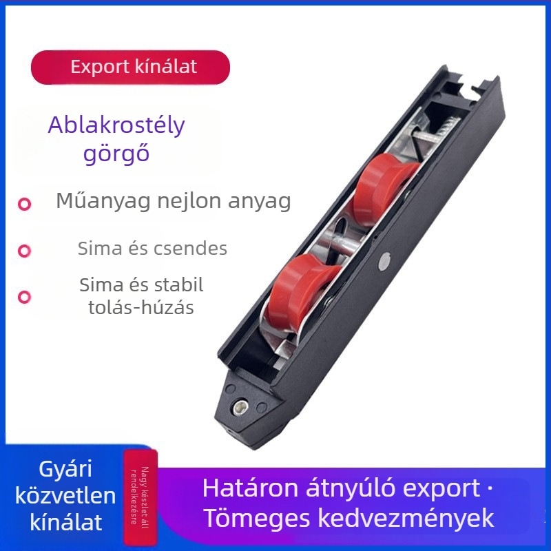 Nylon dupla görgő szúnyoghálós ablakokhoz, alumínium ötvözetű ablak-tartozékok, műanyag görgő