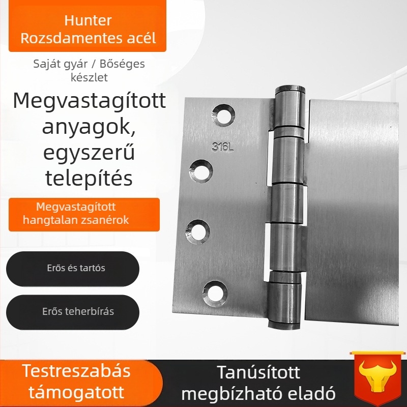 Rozsdamentes acélból készült, vastagított pántok, csendes működésű, ajtókhoz és ablakokhoz, ipari stílus, 2,5 mm