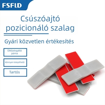 FSFLD Csúszóajtó pozícionáló lemeze és felső sín helymeghatározója; gardrób ütközés elleni puha buferrel és fix stopperrel