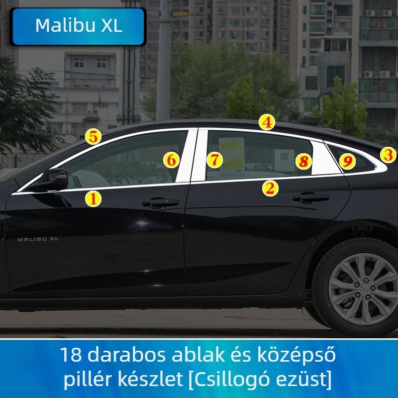 Ablakdekoráció fényes csíkokkal Chevrolet Malibu XL-hez, testreszabás nélkül
