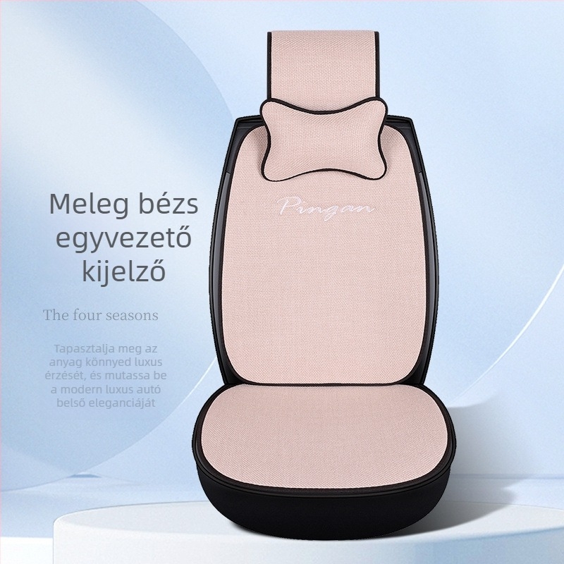 Autós ülés párna nyárra: len felület, sík dizájn, libapehely töltet, csúszásmentes, szellőzés