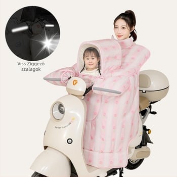 Szülő–gyermek elektromos jármű szélvédő takaró, téli fleece-béléssel, PVC anyagú, vízálló