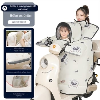 Szülő–gyermek elektromos jármű szélvédő takaró, téli fleece-béléssel, PVC anyagú, vízálló