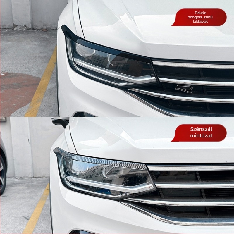 Első fényszóró szemöldöke VW Tiguan MK2.5-höz, ABS anyag, szénszálas felület, testreszabható