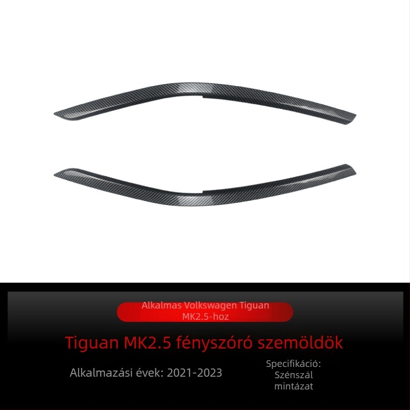 Első fényszóró szemöldöke VW Tiguan MK2.5-höz, ABS anyag, szénszálas felület, testreszabható