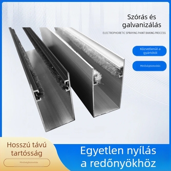 6063-as alumínium profil árnyékoló rolócsatorna, csendes extrudált profil, méretek 2,5×4,5, egy slot