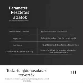 Tesla Model Y Első kerékvédő – speciális műanyag kerékvédő, 2021–