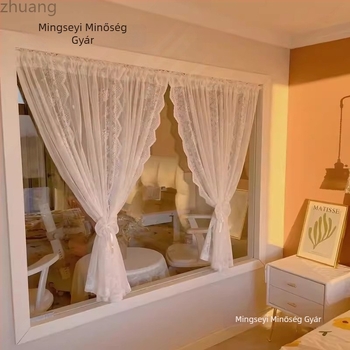 Francia csipkés ajtófüggöny, pamutfonalból, Zhuanhe – növények és virágok mintázat, fényáteresztő, nem átlátszó